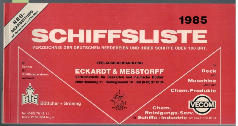 Die Deutsche Schiffsliste 1985 (1 St.) Eckardt & Messtorff